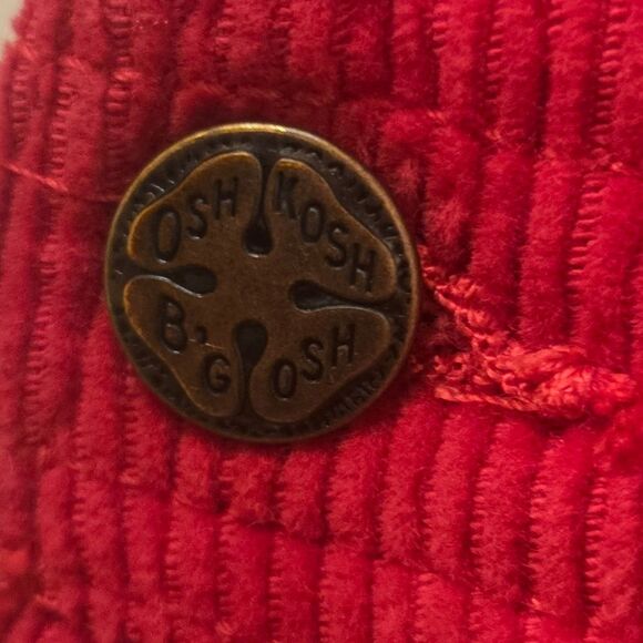 Vintage OshKosh B'gosh Red Corduroy Overalls for Kids - Picture 3 of 7